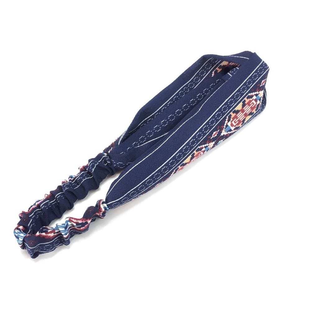 Navy Blue Geometric Print Boho Twist Headband
